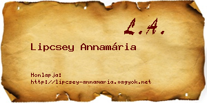 Lipcsey Annamária névjegykártya
